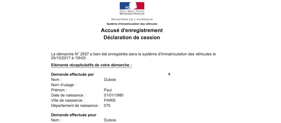 enregistrement de cession