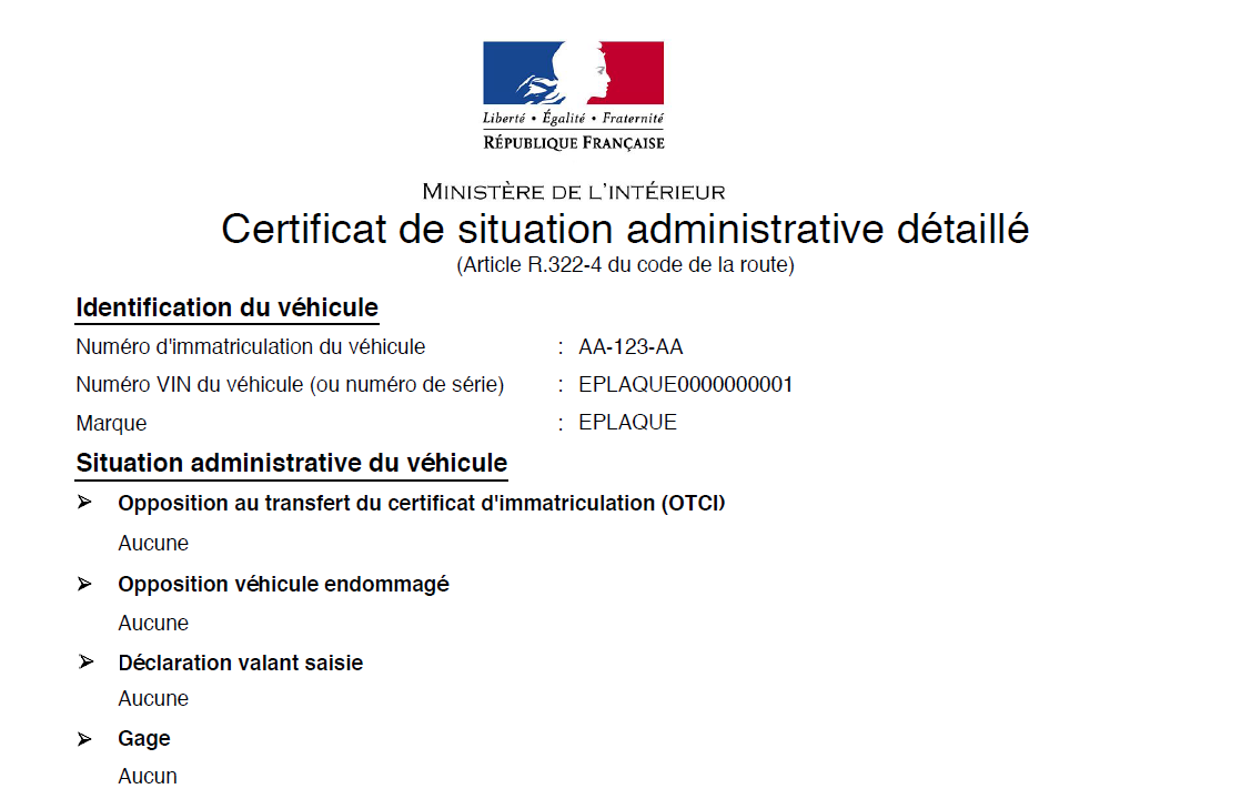 commande certificat non gage